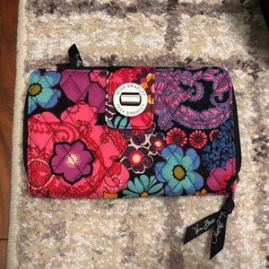 Vera Bradley Women's Vibrant Floral Wallet - Pink and Blue